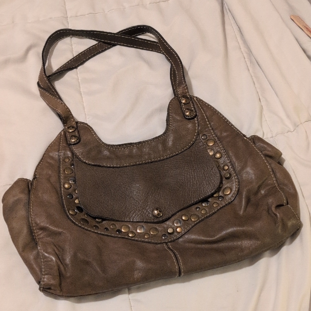 Patricia Nash Brown Studded Shoulder Bag